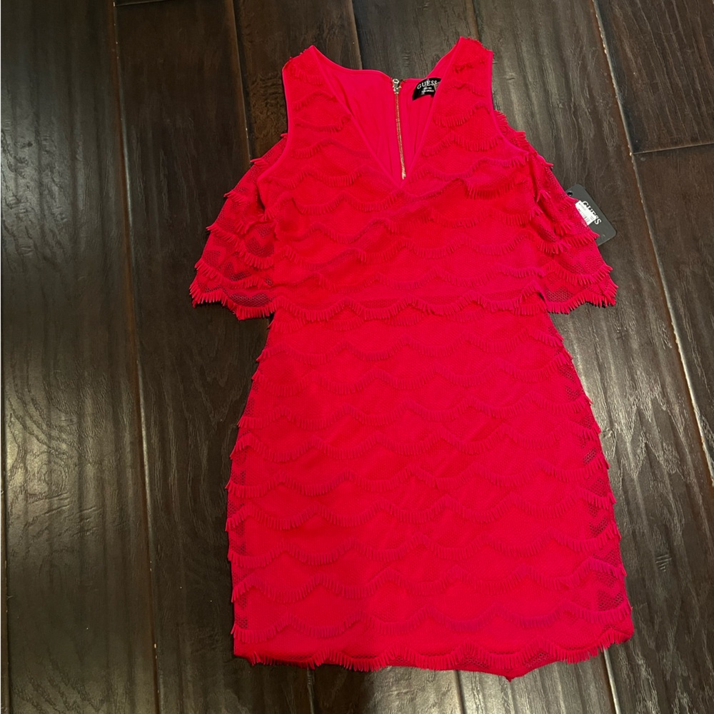 Pink guess dress V-neck fitted